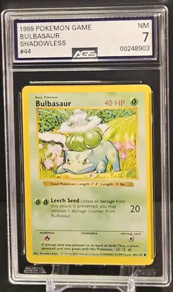 AGS 7 ▪ Bulbasaur #44/102 ▪ 1999 Pokemon Base Set ▪ Shadowless - Image 1