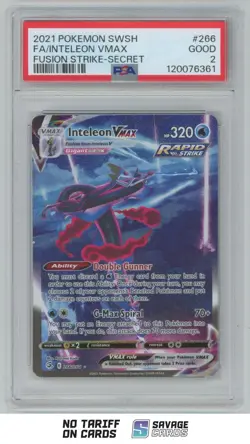 2021 Pokemon Sword & Shield - Fusion Strike Full Art Secret Inteleon VMAX PSA 2 - Image 1
