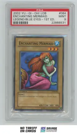 2002 Yu-Gi-Oh Legend/Blue Eyes 1st Edition Enchanting Mermaid PSA 9 #LOB-084 - Image 1