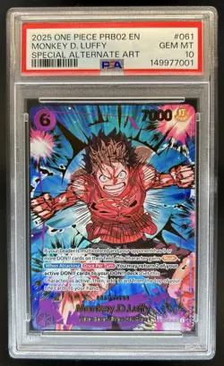 2025 One Piece The Best Vol. 2 Monkey D. Luffy Promo Alternate #EB02-061 PSA 10 - Image 1