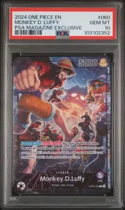 One Piece Monkey D. Luffy #060 PSA 10 Gem Mint 2024 Magazine Exclusive Promo - Image 1