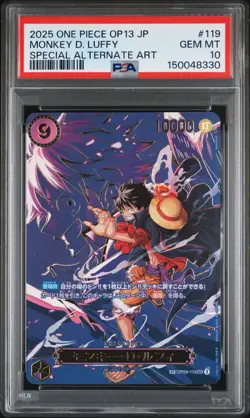 2025 ONE PIECE JPN OP13-CARRYING ON HIS WILL ALT ART #119 MONKEY D. LUFFY PSA 10 - Image 1