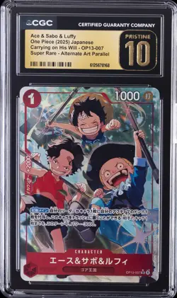 2025 ONE PIECE CARRYING ON HIS WILL ALT ART ACE & SABO & LUFFY CGC 10 PRISTINE - Image 1