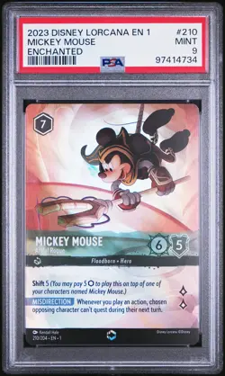 2023 DISNEY LORCANA EN 1-THE FIRST CHAPTER MICKEY MOUSE - ARTFUL ROGUE PSA 9 - Image 1