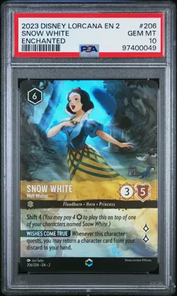 2023 DISNEY LORCANA EN 2-RISE OF THE FLOODBORN SNOW WHITE - WELL WISHER PSA 10 - Image 1