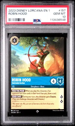2023 DISNEY LORCANA EN 1-THE FIRST CHAPTER ROBIN HOOD - UNRIVALED ARCHER PSA 10 - Image 1