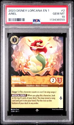 2023 DISNEY LORCANA EN 1-THE FIRST CHAPTER #2 ARIEL - SPECTACULAR SINGER PSA 10 - Image 1