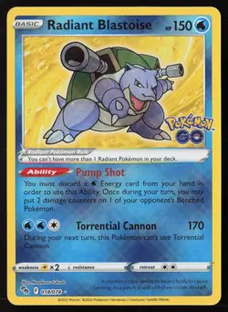 Radiant Blastoise - 018/078 - Radiant Rare - Pokemon Go - Pokemon Card - NM/M - Image 1