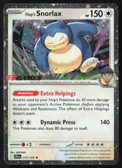 Hop's Snorlax - 117/159 - EB Games Stamped Promo - Pokemon Card - LP - Image 1