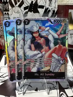 Bandai One Piece Card Game Ms. All Sunday OP14-084 Super Rare Foil 3 Cards - Image 1