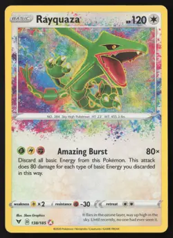 Rayquaza - 138/185 - Amazing Rare - Vivid Voltage - Pokemon Card - LP - Image 1