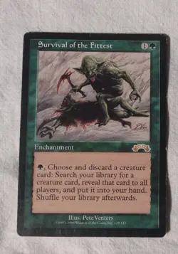 Survival of the Fittest Magic the Gathering Exodus MtG Rare Green Enchantment - Image 1