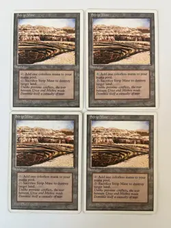 Four (4) Strip Mine Lands Magic The Gathering Fourth Edition Good Condition - Image 1