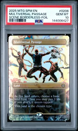 2025 MTG MARVEL'S SPIDER-MAN SCENE BORDERLESS-FOIL MULTIVERSAL PASSAGE PSA 10 - Image 1