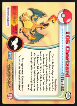Charizard #06 - Topps Holo Foil - Pokemon - 1st Print Blue Logo RARE - LP - Image 2