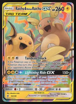 Raichu & Alolan Raichu GX - 54/236 - Unified Minds - Pokemon - NM/M - Image 1