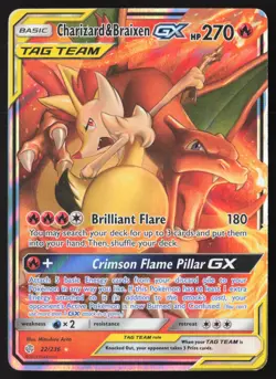 Charizard & Braixen GX - 22/236 - Ultra Rare - Cosmic Eclipse - Pokemon - LP - Image 1