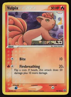 Vulpix - 72/106 - Stamped Reverse Holo - Emerald - Pokemon Card - LP - Image 1