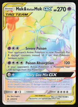 Muk & Alolan Muk GX - 220/214 - Hyper Rare - Unbroken Bonds - Pokemon Card - MP - Image 1