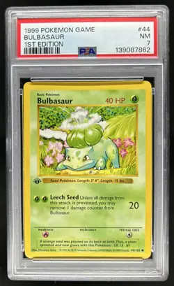 1999 Pokemon 1st Edition Bulbasaur #44/102 PSA 7 - Image 1