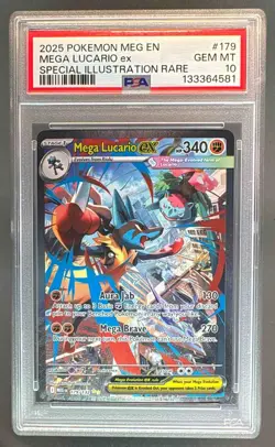 4581 Mega Lucario ex 2025 Pokemon Evolution #179 Special Illustration PSA 10 - Image 1