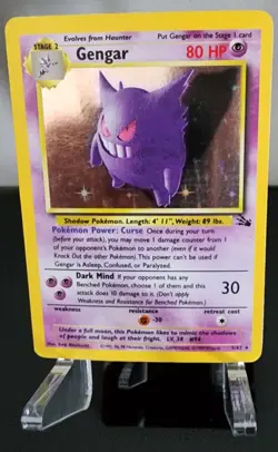 Gengar 5/62 Fossil Holo Pokemon Card Vintage Unlimited Foil Holographic - Image 5