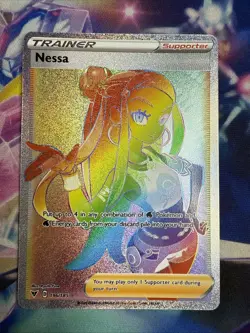 Pokemon Nessa 196/185 Rainbow Rare Full Art Trainer NM - Vivid Voltage - Image 1