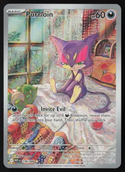Purrloin - 136/086 - Illustration Rare - White Flare - Pokemon Card - NM/M - Image 1
