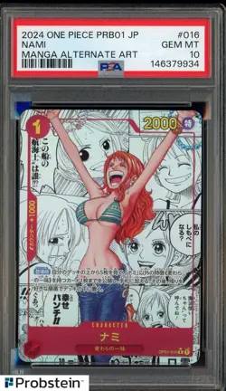 2024 One Piece Japanese PRB01 Manga Alternate Art #016 Nami PSA 10 GEM MINT - Image 1