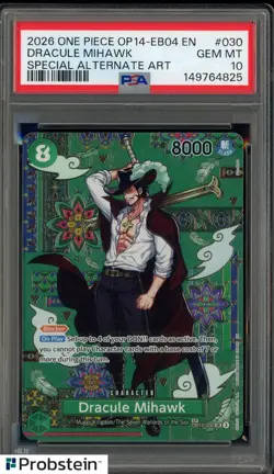 2026 One Piece OP14-EB04 EN Special Alternate Art #030 Dracule Mihawk PSA 10 - Image 1