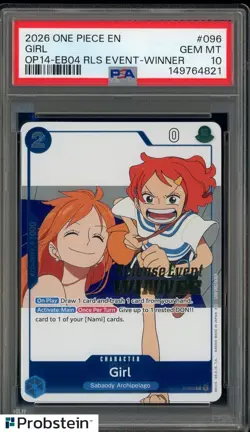 2026 One Piece EN OP14-EB04 RLS Event Winner #096 Girl Nami PSA 10 GEM MINT - Image 1