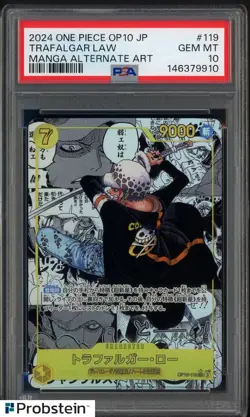 2024 One Piece OP10 Japanese #119 Trafalgar Law Manga Alternate Art PSA 10 - Image 1