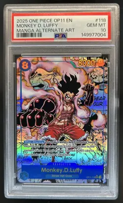 2025 One Piece Monkey.D.Luffy Secret Rare Manga Art #OP11-118 PSA 10 GEM MINT - Image 1