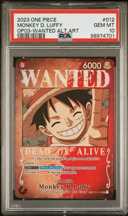 Monkey D.Luffy Wanted PSA 10 English Alt Art One Piece OP03 ST01-012 - Image 1