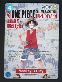 One Piece English College Basketball US Voyage Promo P-055 Monkey D Luffy - Image 1