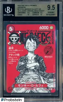 2025 One Piece Promos 20th Anniversary ST21014 Monkey D. Luffy BGS 9.5 GEM MINT - Image 1