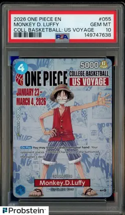 2026 One Piece EN College Basketball US Voyage #055 Monkey D Luffy PSA 10 - Image 1