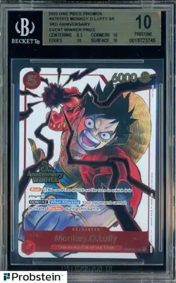 2025 One Piece Promos ST01012 Monkey D Luffy 3rd Anniversary Winner Prize BGS 10 - Image 1