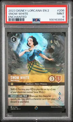2023 DISNEY LORCANA EN 2-RISE OF THE FLOODBORN SNOW WHITE - WELL WISHER PSA 9 - Image 1