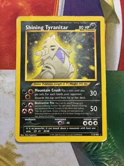 Vintage Pokemon Card Shining Tyranitar Neo Destiny 113 Secret Rare Holo HP - Image 1