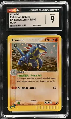 CGC 9 MINT Armaldo 2003 EX Sandstorm 1/100 Holo Pokemon Card - Image 1