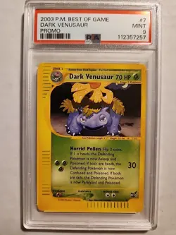PSA 9 Pokemon Dark Venusaur Best of Game #7 Promo Card TCG Nintendo 2002 MINT - Image 1