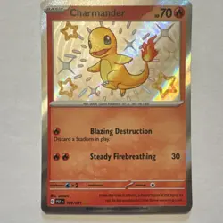 Pokemon Charmander 109/091 SV: Paldean Fates Shiny Rare Holo Basic Card - Image 1