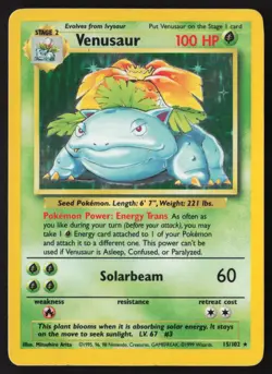 Venusaur - 15/102 - Holo Rare - Base Set Unlimited - Pokemon Card - MP - Image 1