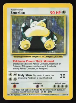 Snorlax - 11/64 - Holo Rare - Jungle - No Symbol Error - Pokemon Card - MP - Image 1