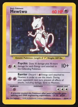Mewtwo - 10/102 - Holo Rare - Base Set Unlimited - Pokemon Card - LP - Image 1