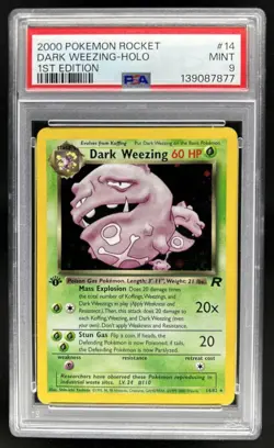 2000 Pokemon Team Rocket First Edition Dark Weezing Holo #14/82 PSA 9 - Image 1