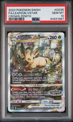 Leafeon VSTAR PSA 10 GG35/GG70 Crown Zenith Alternate Art Pokemon Card FA 2023 - Image 1