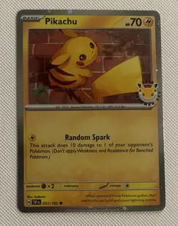 2026 Pikachu 051/162 Pokemon Day 30th Anniversary Stamped Promo TCG Cosmo Holo - Image 1