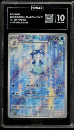 Pokemon Poliwhirl 151 MEW EN Illustration Rare #176 TAG 10 Gem Mint - Image 1